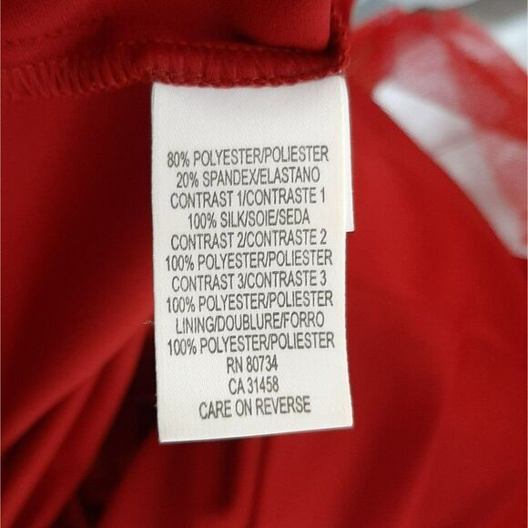 BCBGMax Azria Fit and Flare Layered Silk and Satin Dress in Dark Red sz 0 - Picture 7 of 8